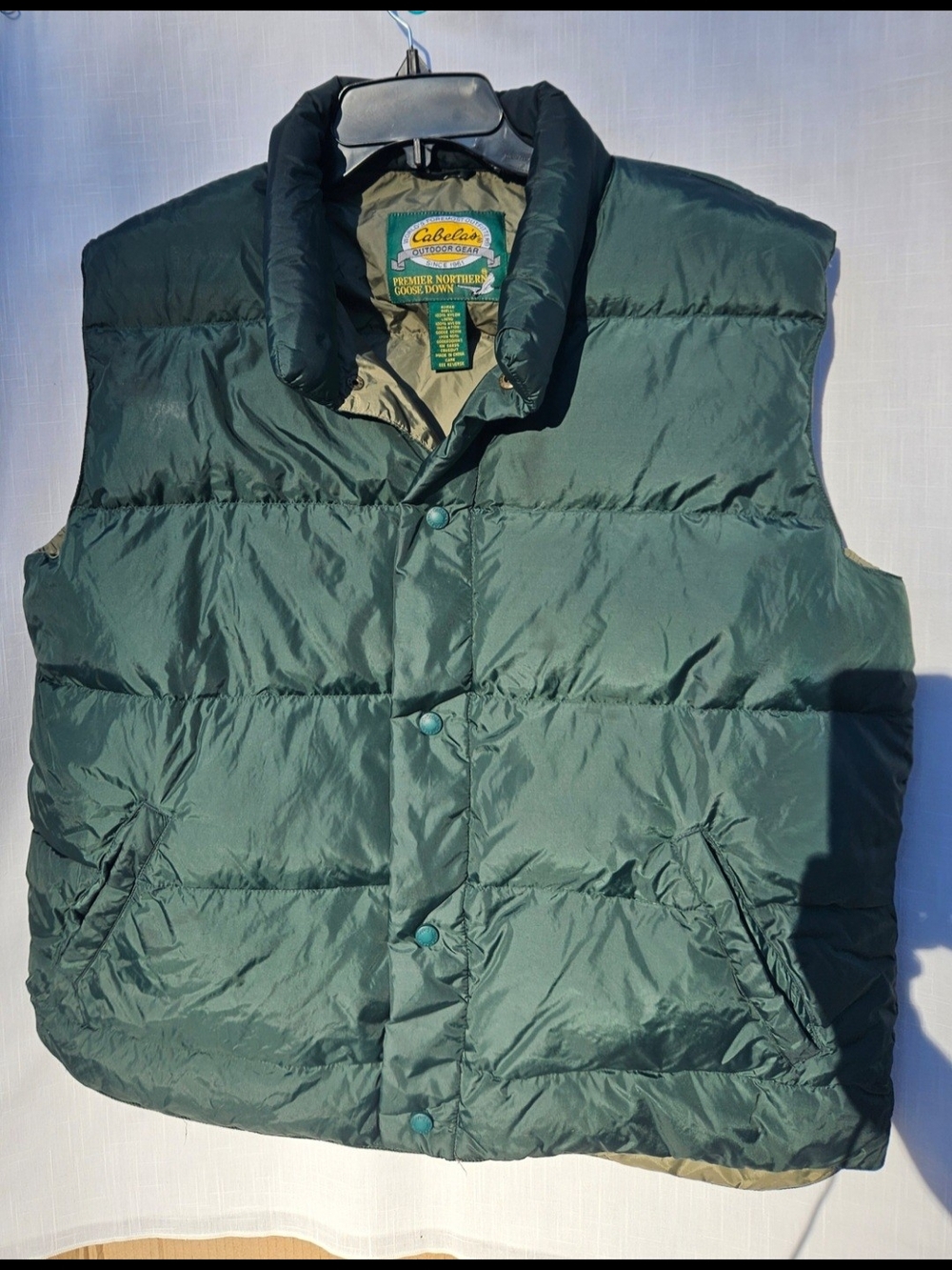 Cabela's Men's Dark Green Goose Down Puffer Vest Size L Perfect for any Outdoors